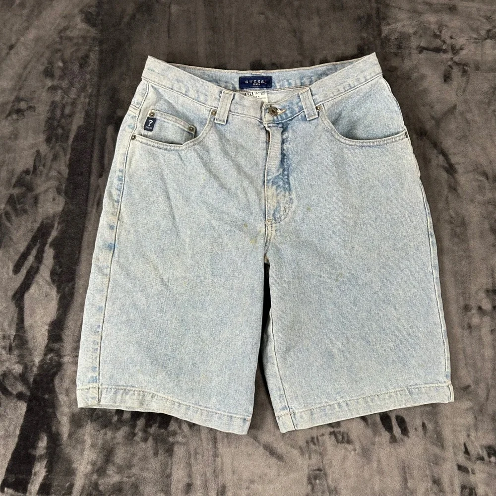 Vintage Guess Denim Shorts Mens 32 Light Blue  90s High Rise Cotton